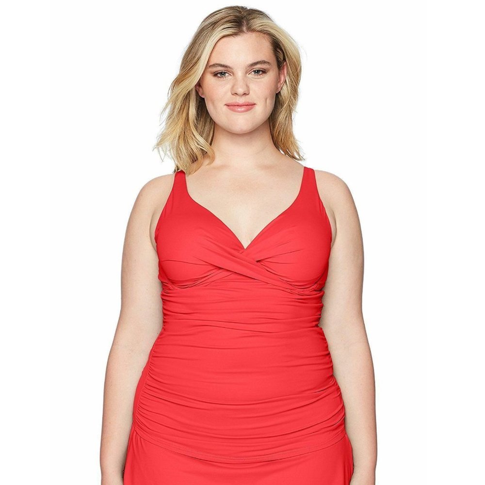 Anne Cole Twist Tankini Swim Top  Red Lips 40 B/C